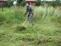 Покос травы бурьяна сухостоя